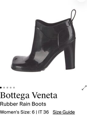 Bottega Veneta Glossy Black Rubber Ankle Rain Boots